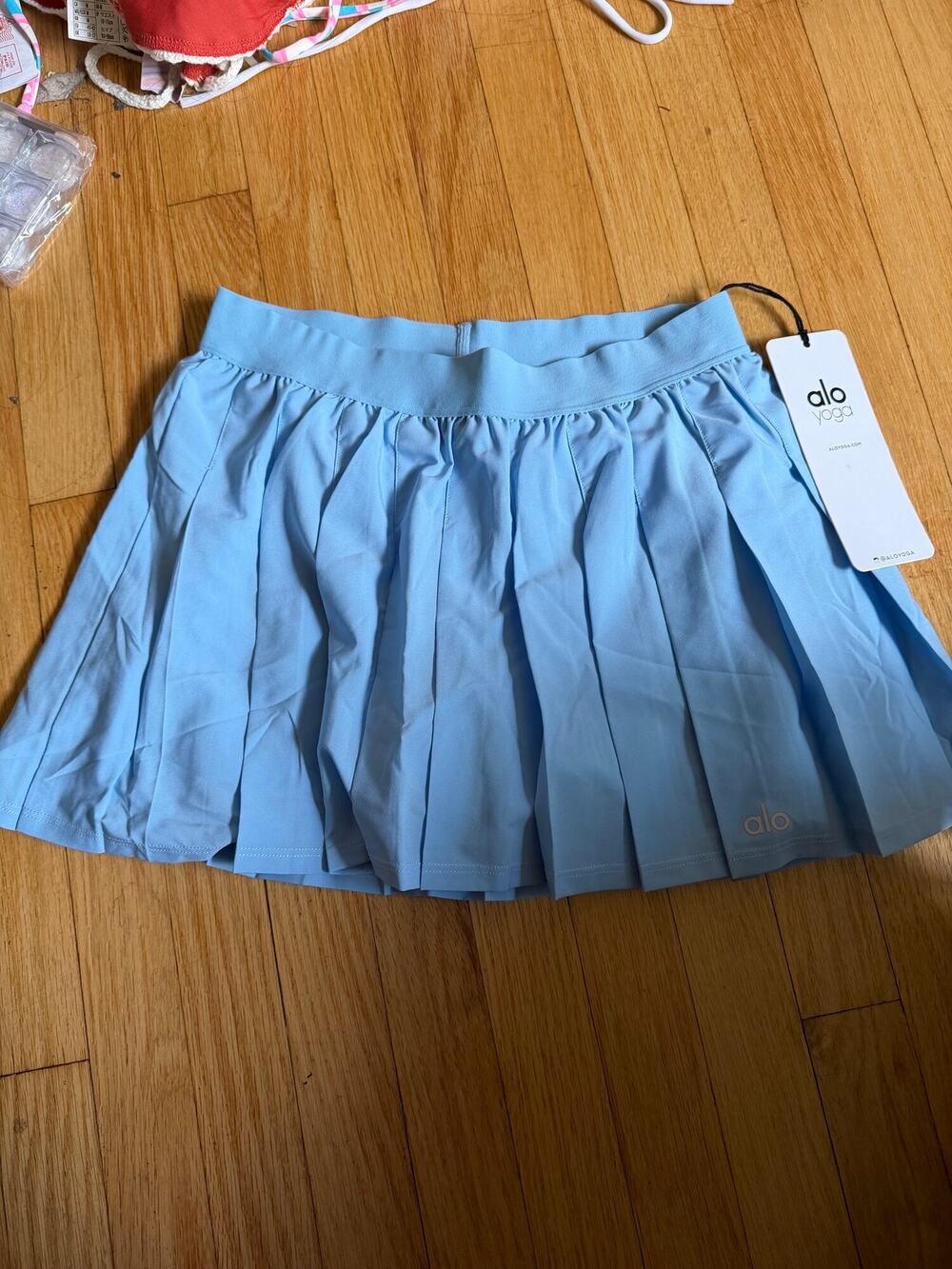 Alo Yoga Varsity Tennis Skirt Blue Skies Pleated Mini Skirt NWT XS